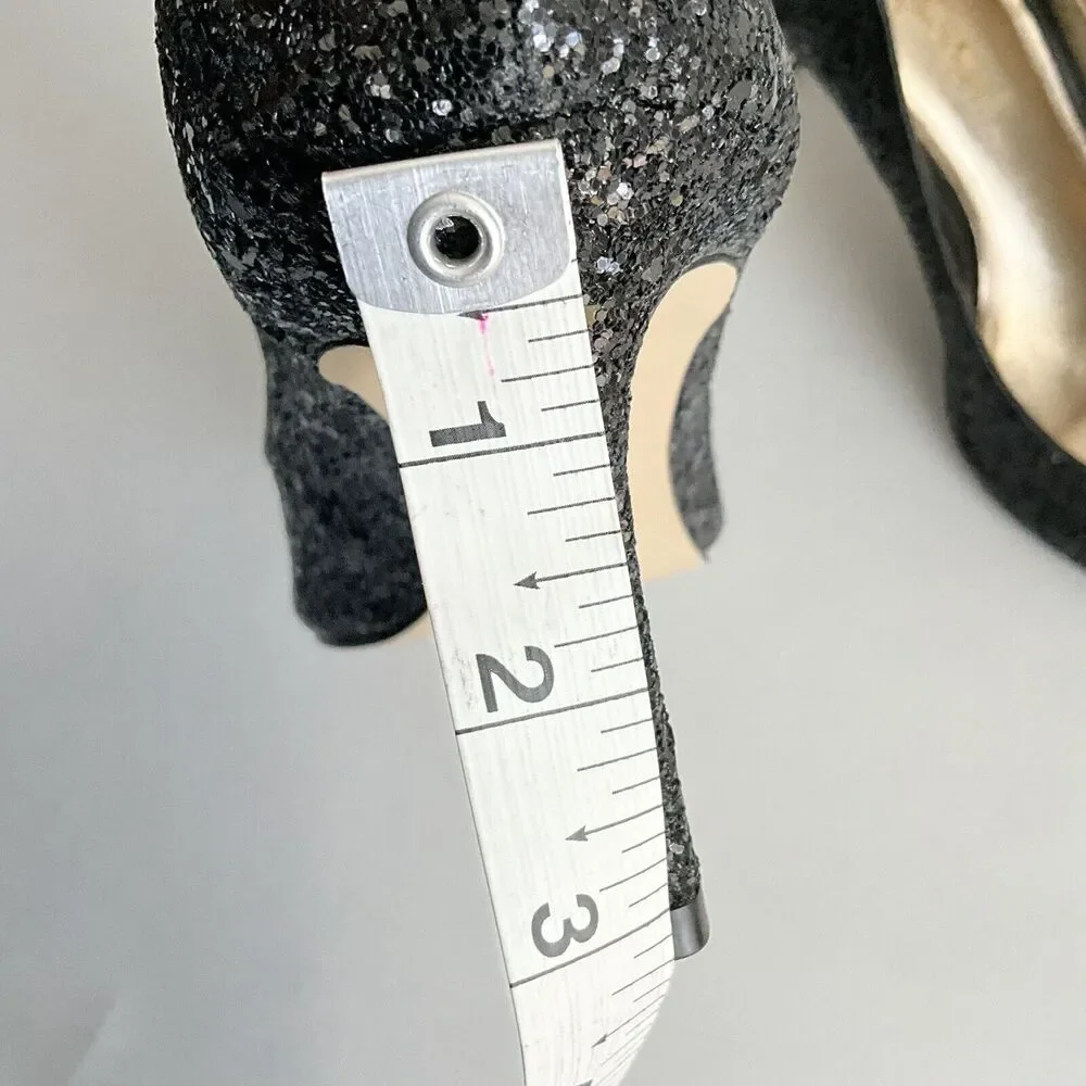 Lilly Pulitzer Margot Glitter Point Toe Pumps Stiletto Heel Black 8.5
